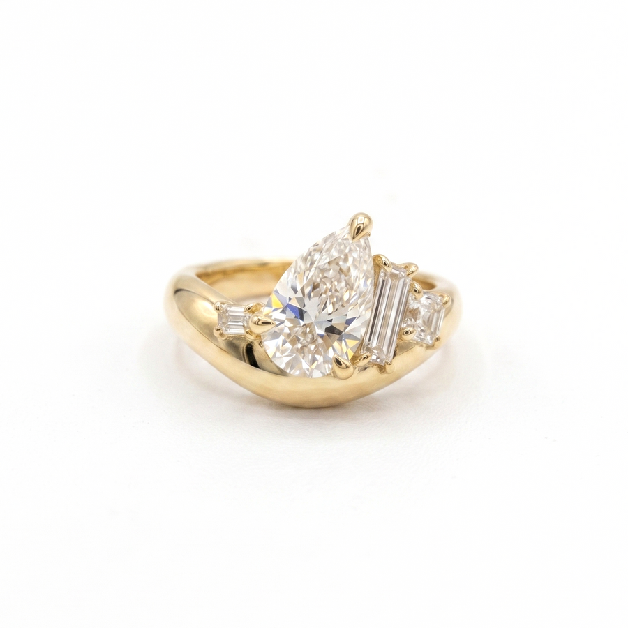 Pear Solitaire Ring