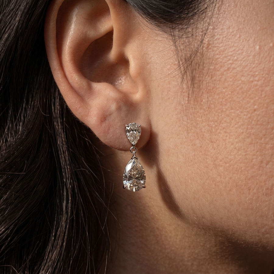Pear Drop Cascade Silver Dangler