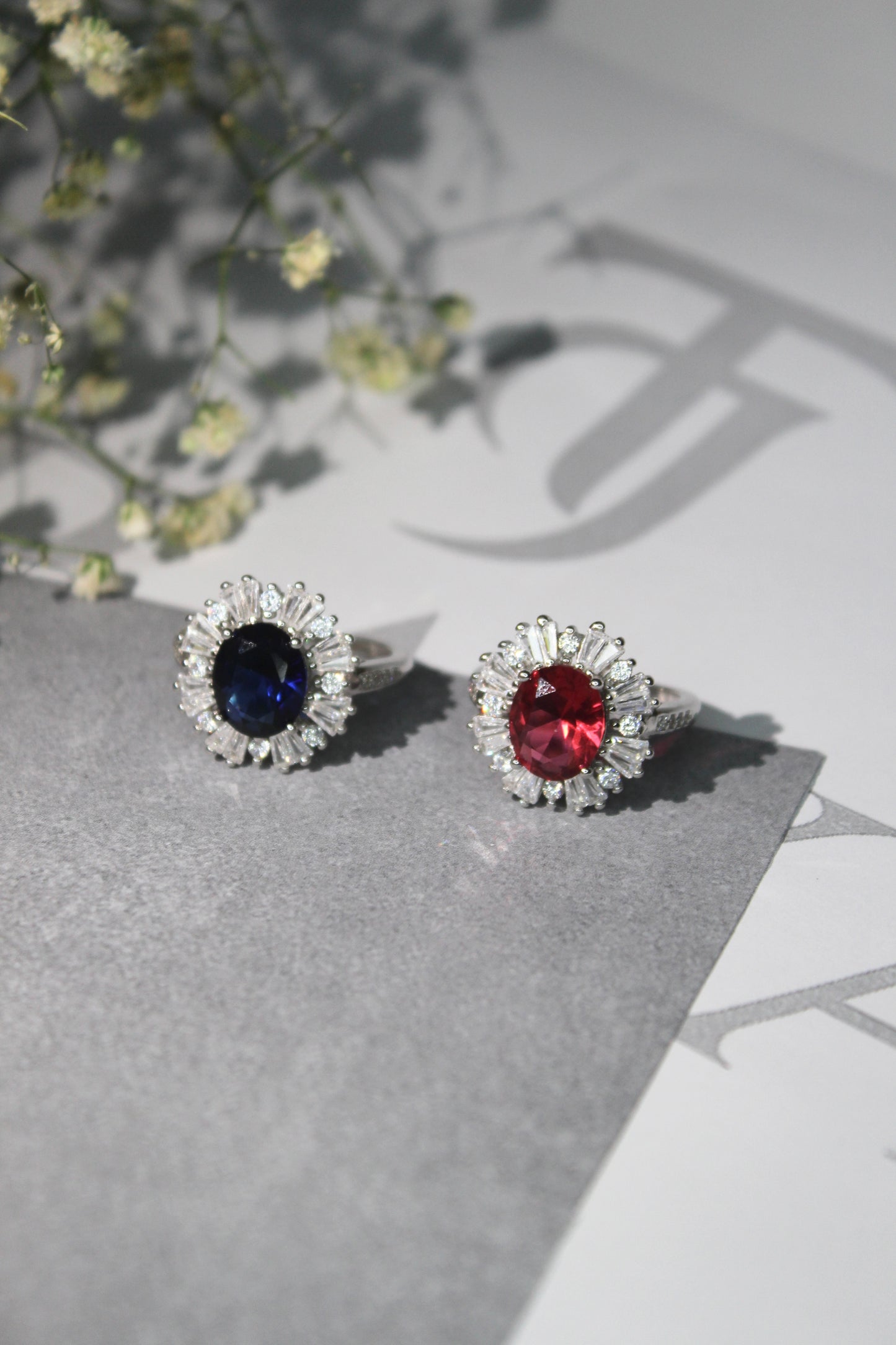 Oval Halo Gemstone Ring