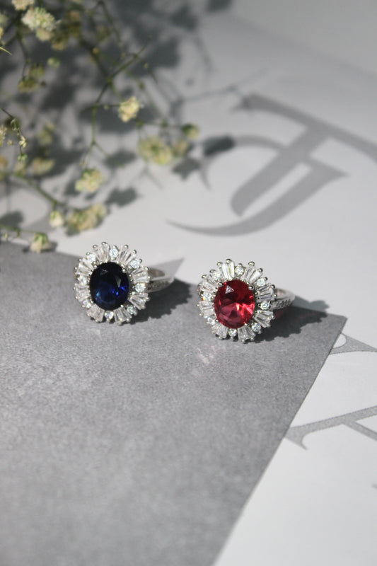 Oval Halo Gemstone Ring