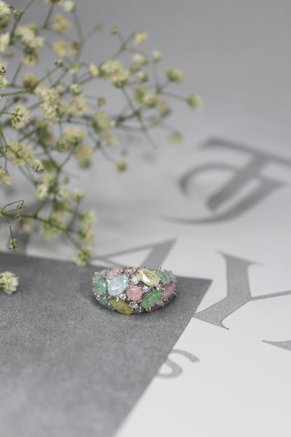 Pastel Gemstone Cluster Ring