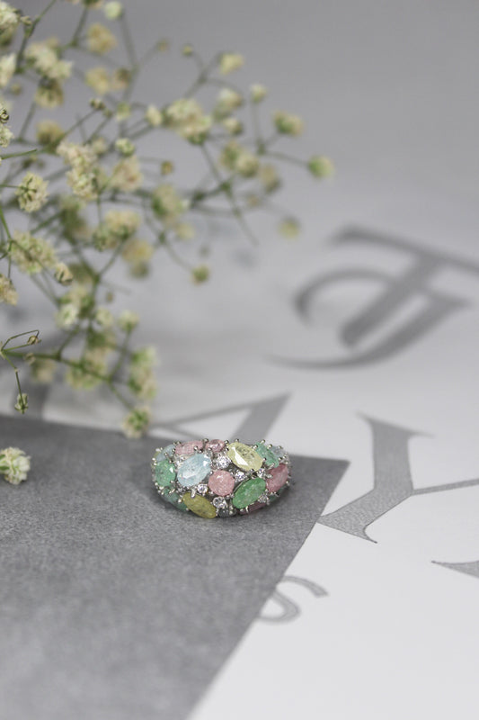 Pastel Gemstone Cluster Ring