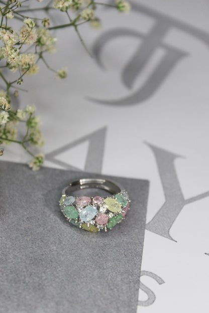 Pastel Gemstone Cluster Ring