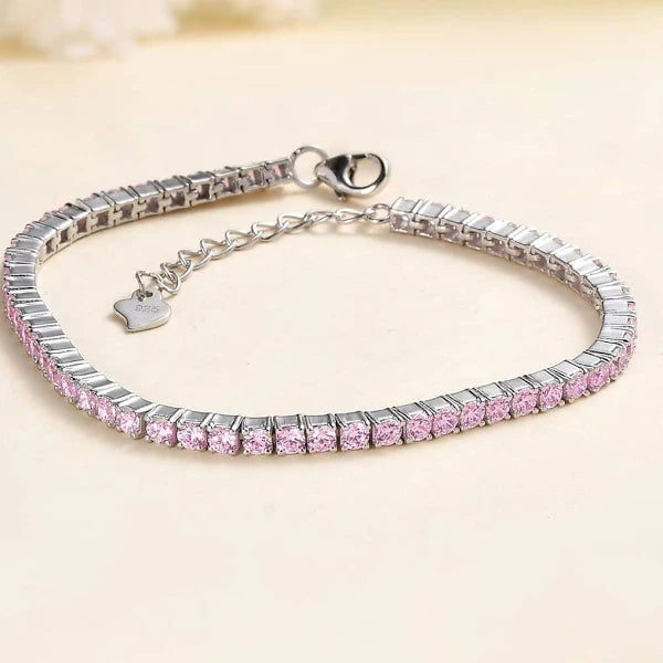 Pink Cubic Zirconia Tennis Bracelet