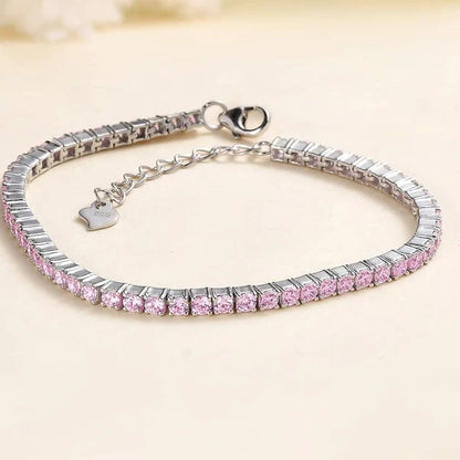 Pink Cubic Zirconia Tennis Bracelet