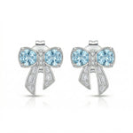 Aquamarine Bow Studs