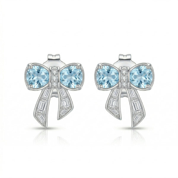 Aquamarine Bow Studs
