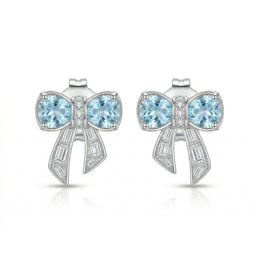 Aquamarine Bow Studs