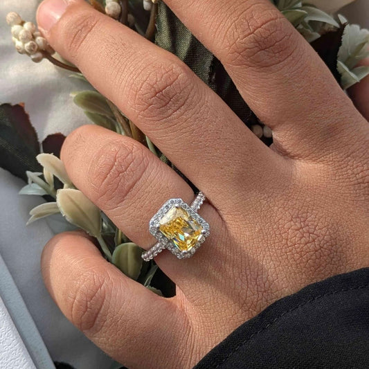 Yellow Emerald Cut Ring