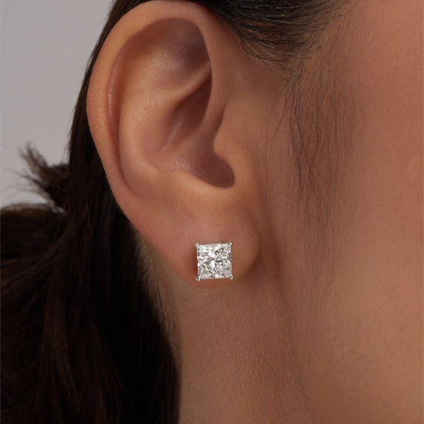 Radiant Square Solitaire Studs