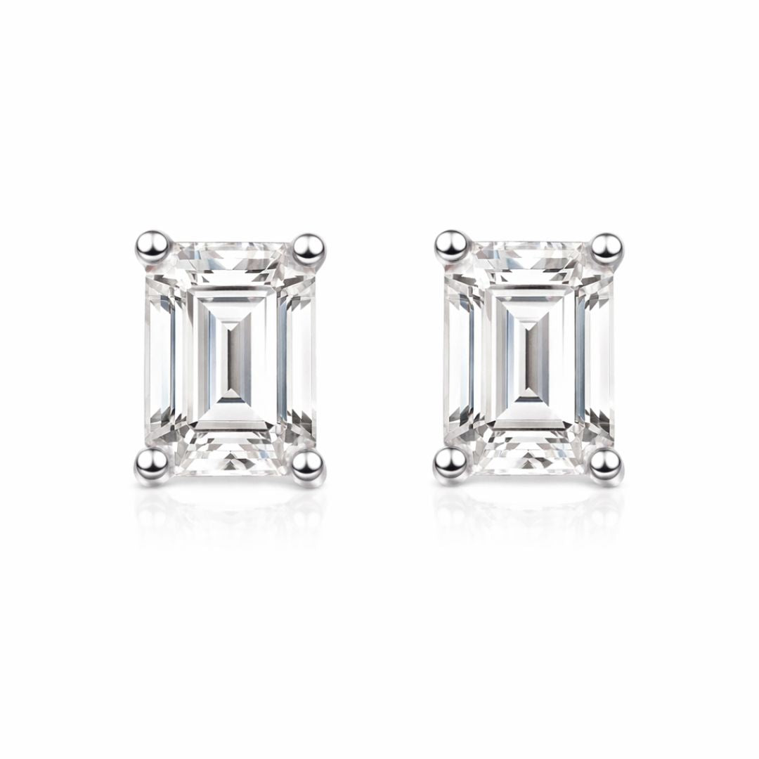 Classic Rectangle Solitaire Studs– Traya Jewels