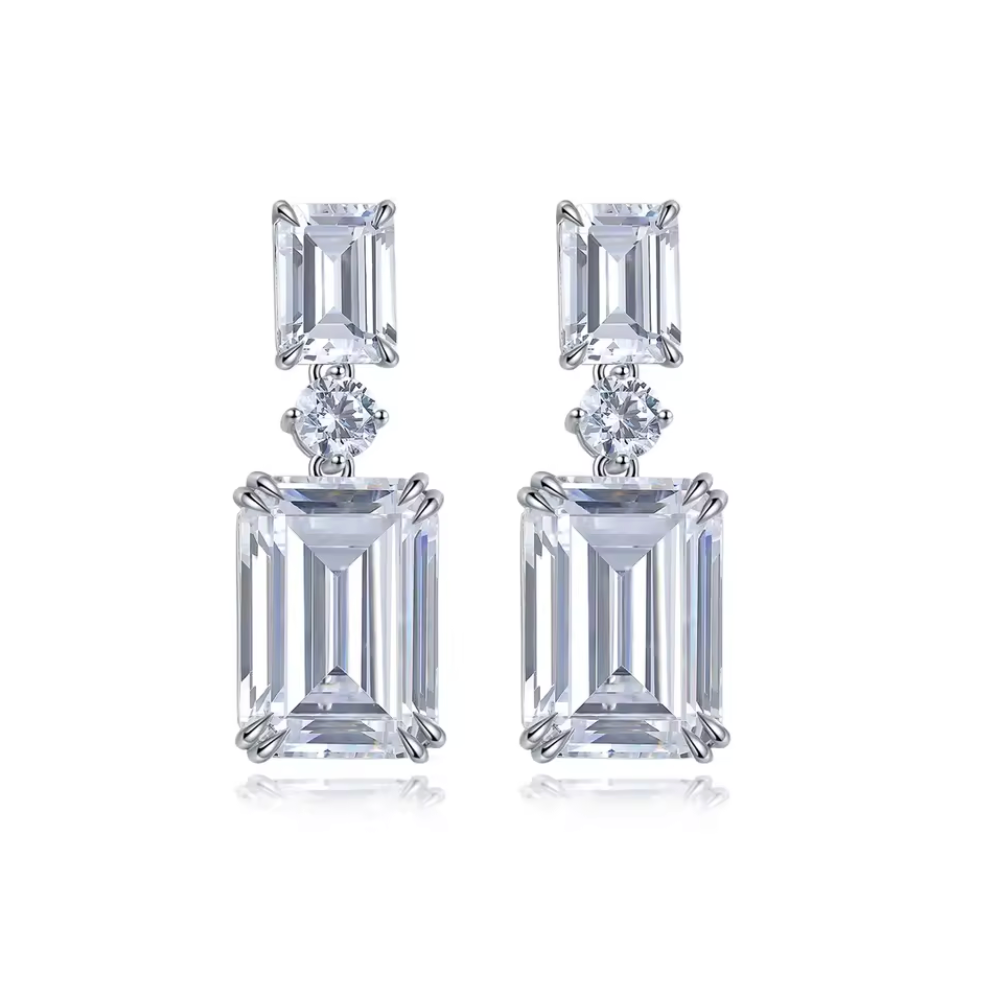 Emerald-Cut Statement Drop Earrings