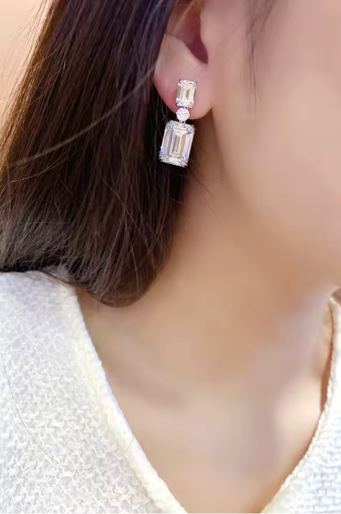 Emerald-Cut Statement Drop Earrings