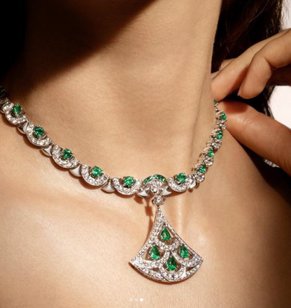 Sterling Silver Emerald Pendant Choker