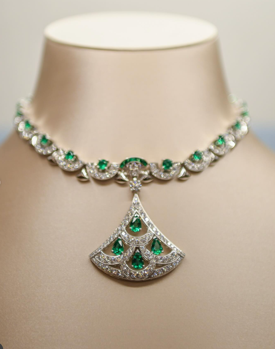Sterling Silver Emerald Pendant Choker