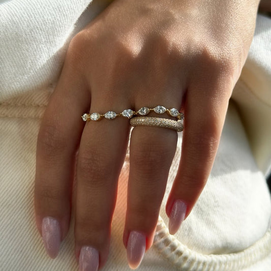 Double Wave Marquise Ring