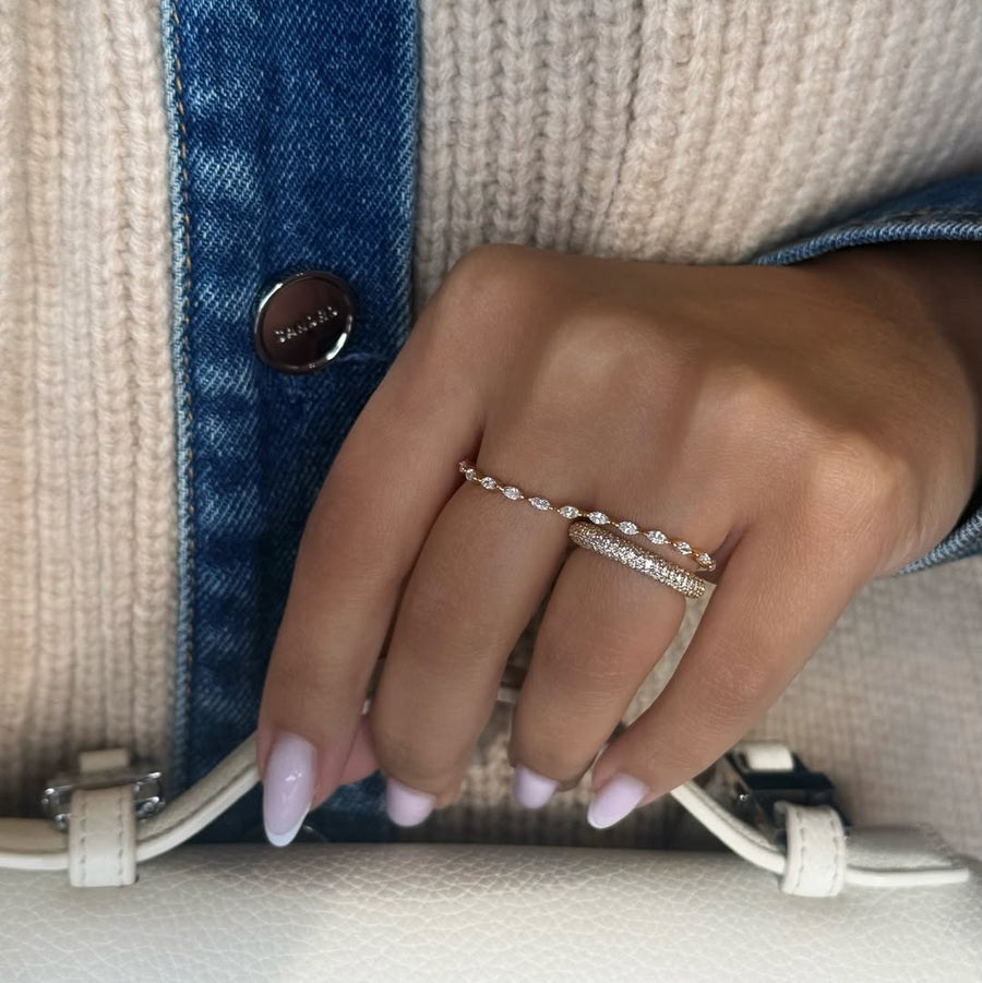 Double Wave Marquise Ring