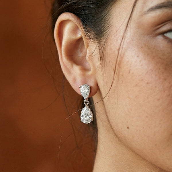 Pear Drop Cascade Silver Dangler