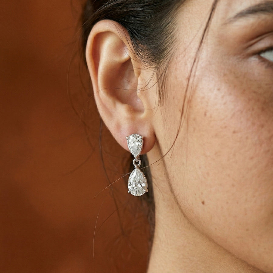 Pear Drop Cascade Silver Dangler