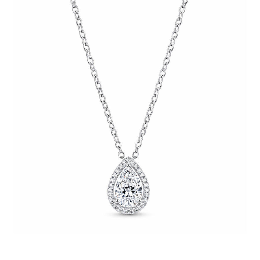Teardrop Halo Pendant & Earrings Set