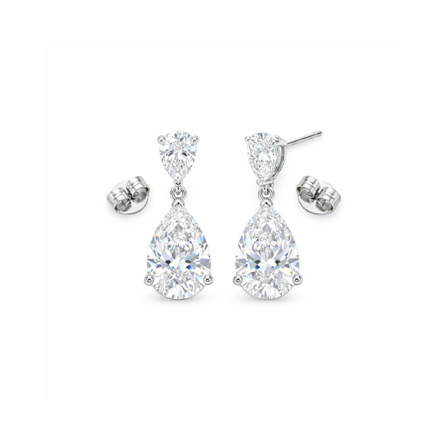Pear Drop Cascade Silver Dangler