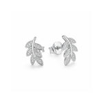 Elegant Leaf Silver Stud Earrings