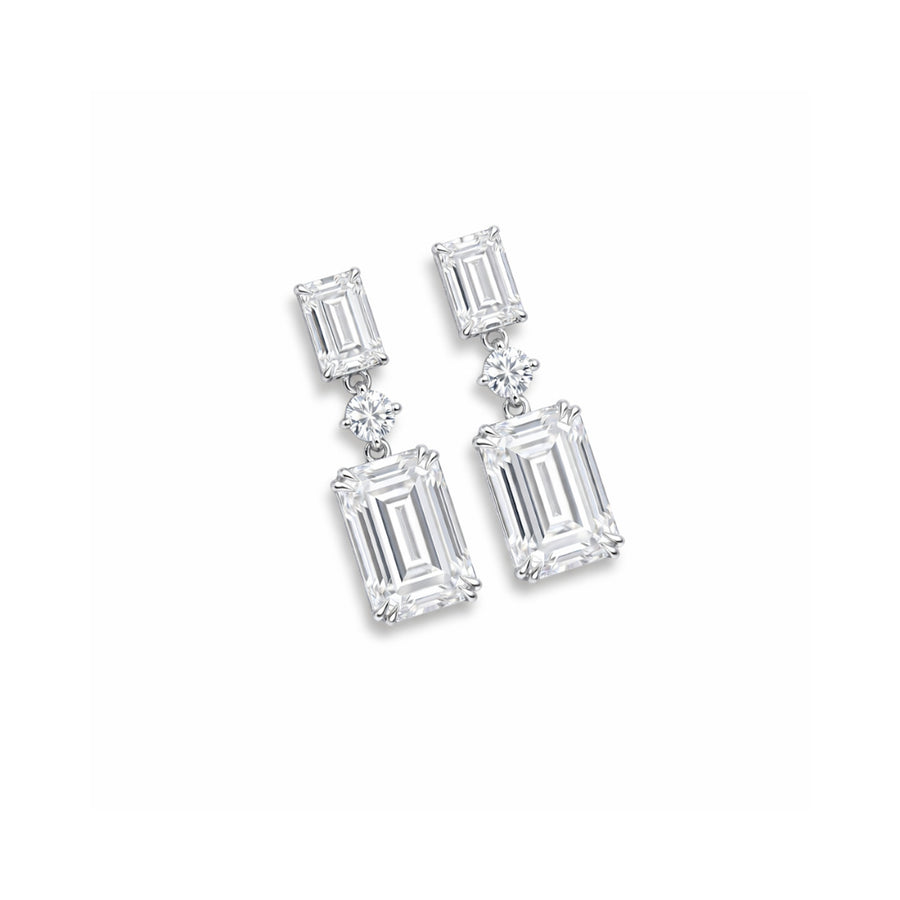 Emerald-Cut Statement Drop Earrings
