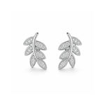 Elegant Leaf Silver Stud Earrings
