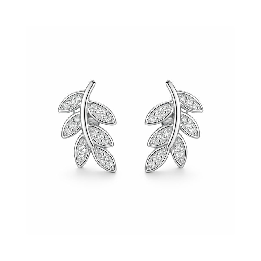 Elegant Leaf Silver Stud Earrings