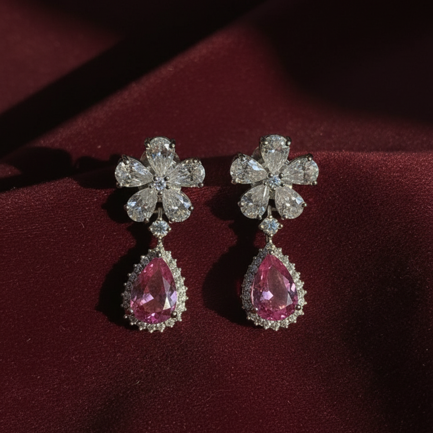 Pink Teardrop Earrings