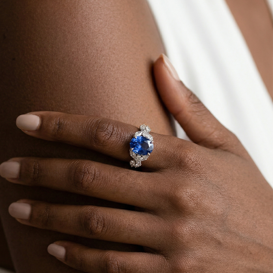 Leaf Vine Gemstone Ring