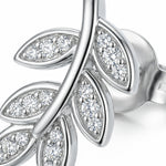 Elegant Leaf Silver Stud Earrings