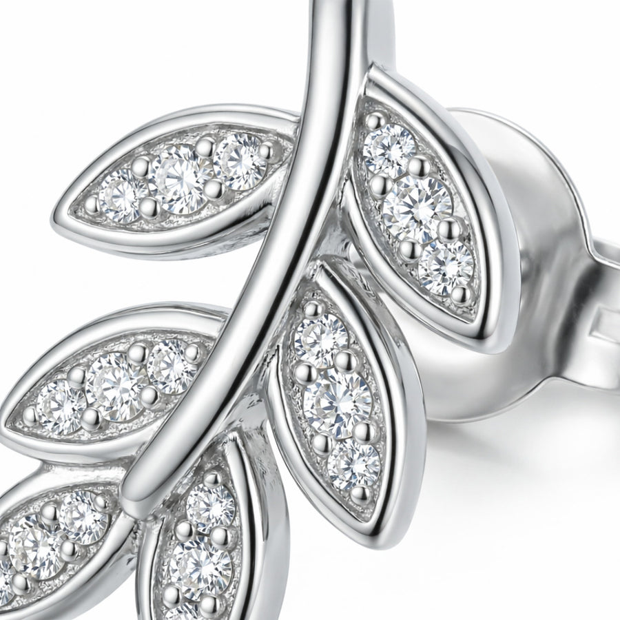 Elegant Leaf Silver Stud Earrings