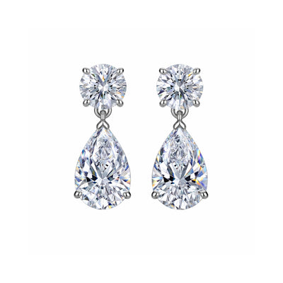 Pear Drop Silver Danglers