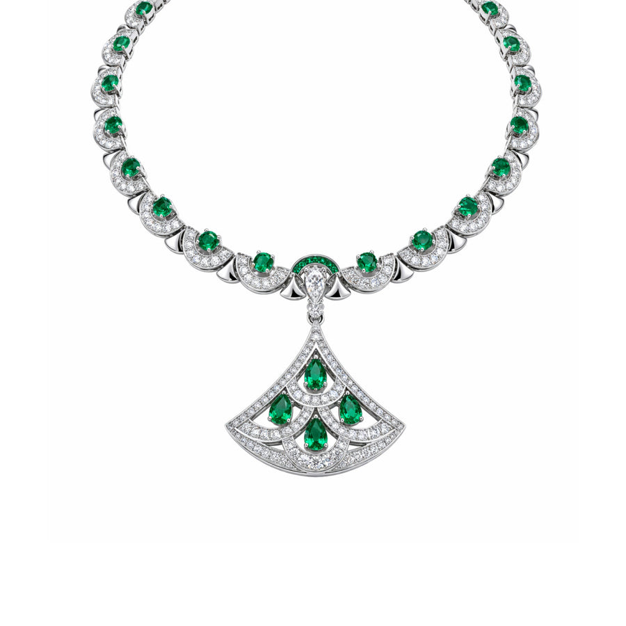 Sterling Silver Emerald Pendant Choker