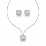 Square Halo Pendant & Earrings Set