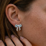 Aquamarine Bow Studs