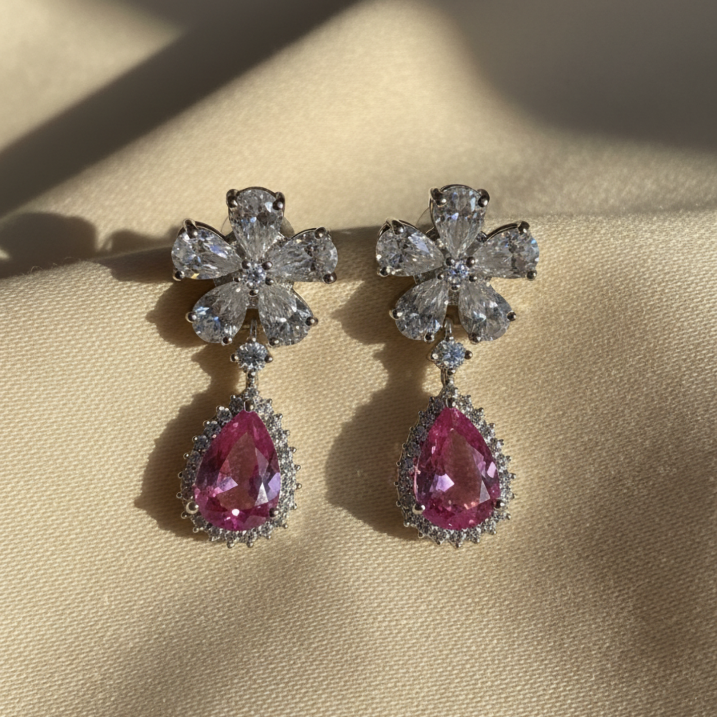 Pink Teardrop Earrings