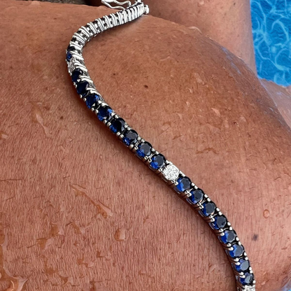 Blue Tennis bracelet with White Accents