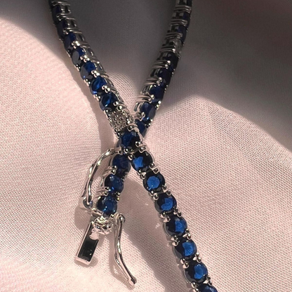 Blue Tennis bracelet with White Accents