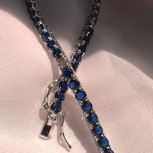 Blue Tennis bracelet with White Accents