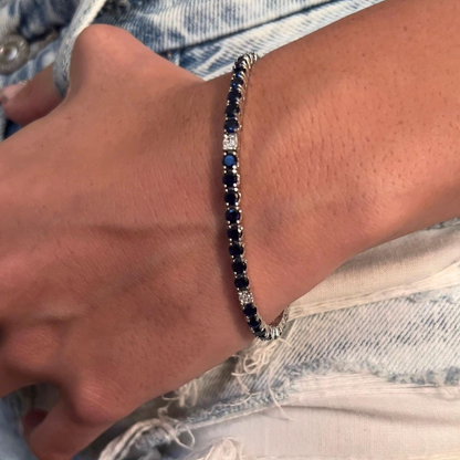 Blue Tennis bracelet with White Accents