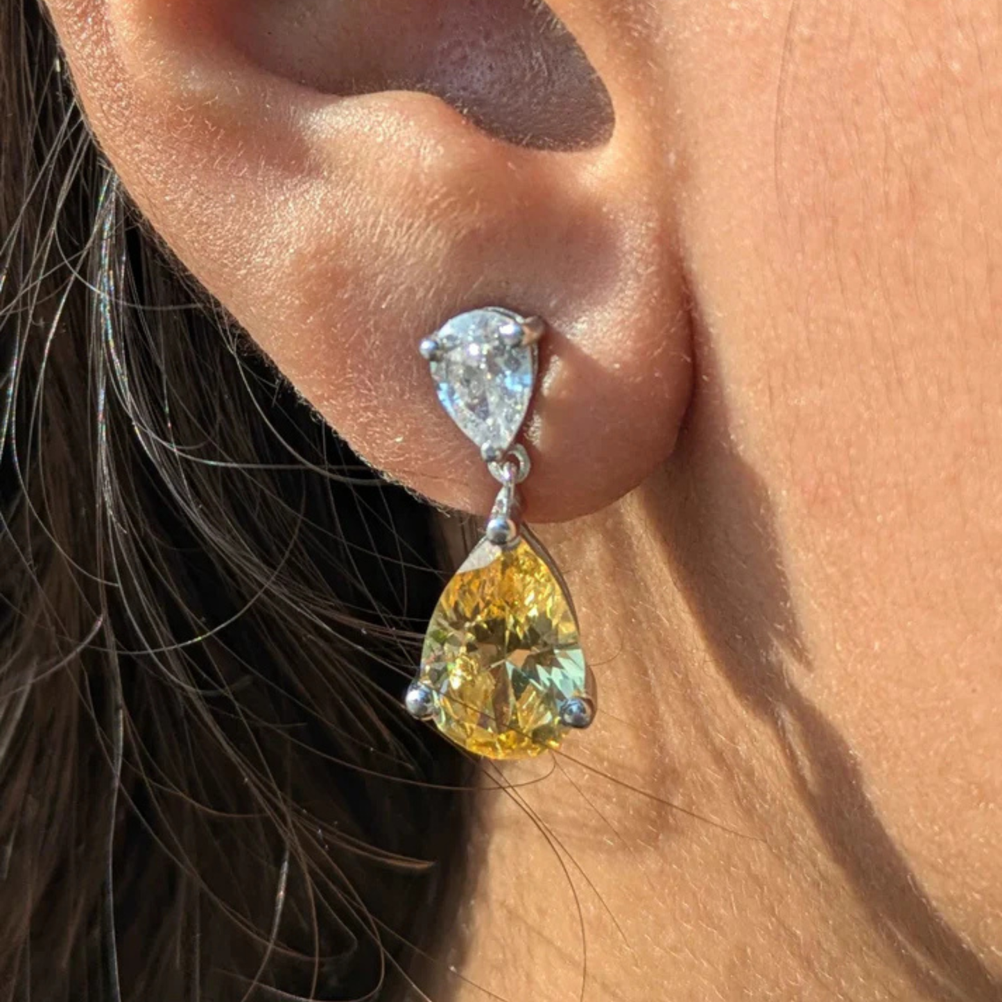 Celeste Pear Drop Silver Dangler