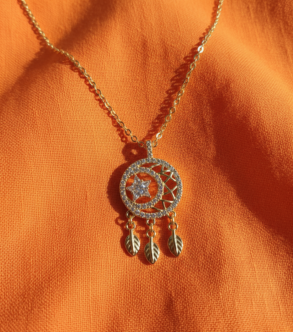 Golden Dreamcatcher Star Pendant