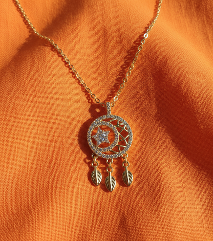 Golden Dreamcatcher Star Pendant
