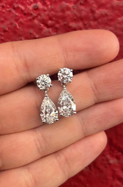 Pear Drop Silver Danglers