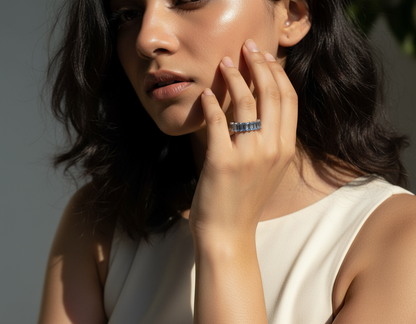 Blue Baguette Eternity Band