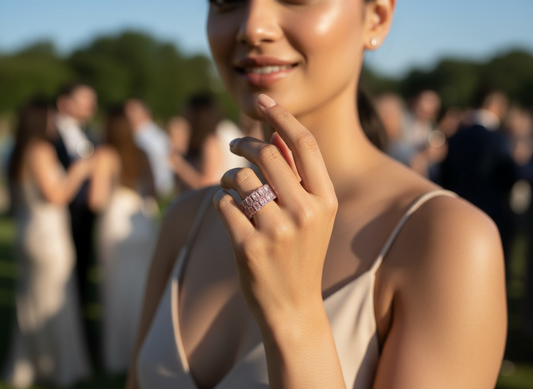 Twin Line Pink stone Ring