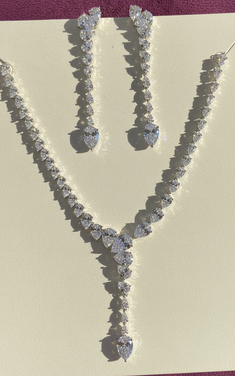 Silver Cascade Teardrop Jewelry Set