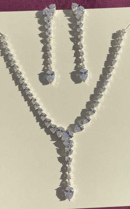 Silver Cascade Teardrop Jewelry Set
